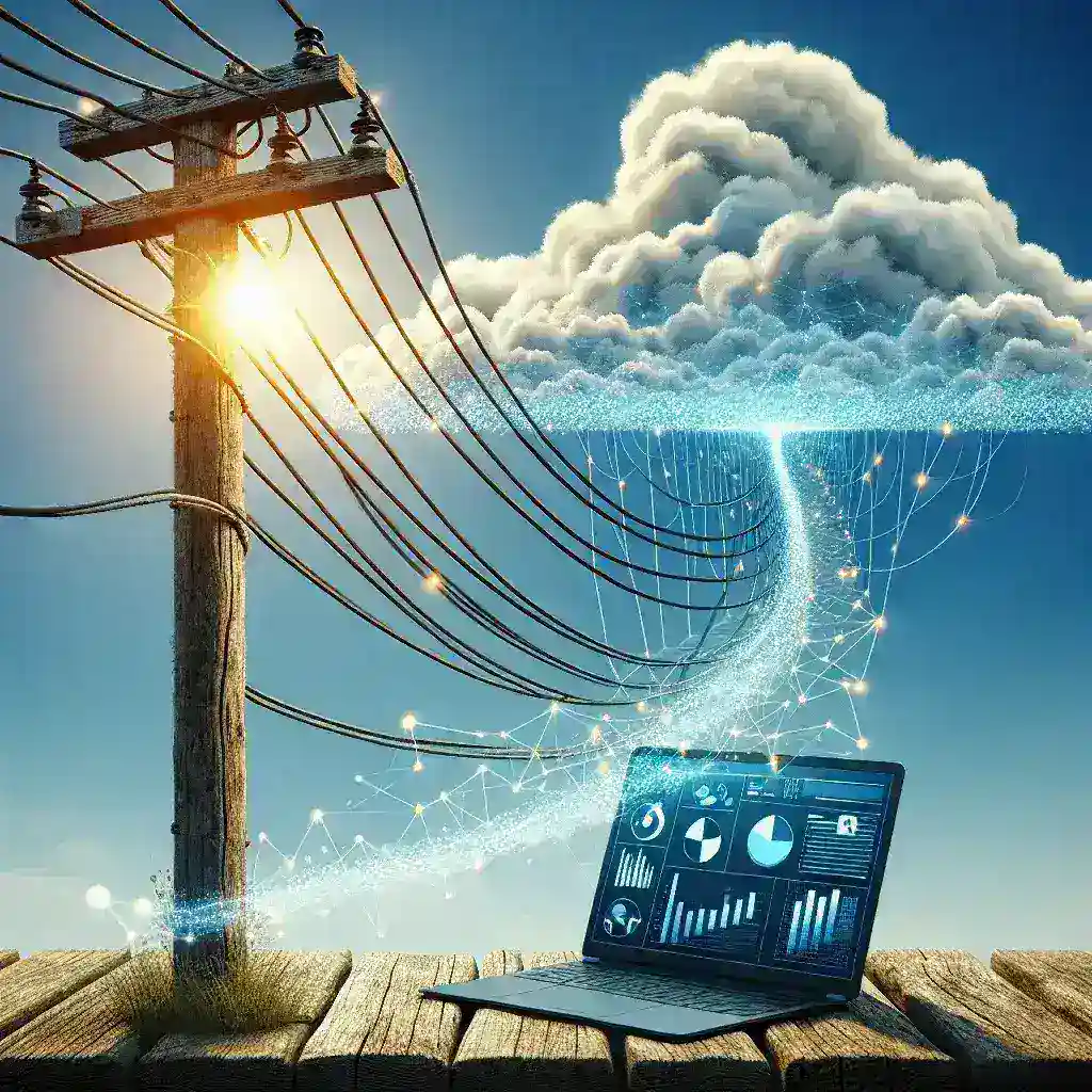 "Advanced cloud analytics dashboard displaying real-time data and insights for optimizing power grid performance, highlighting renewable energy sources and efficiency metrics."